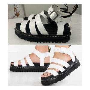 Dr. Martens Blaire Hydro Women Sz 7 Sandals Platform Leather Gladiator EUC White